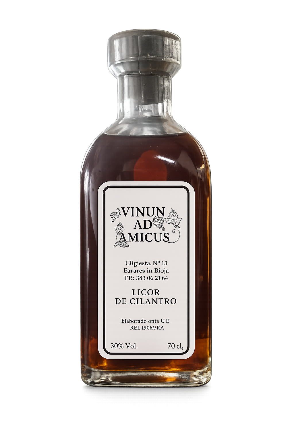 BOTELLA LICOR DE CILANTRO "VINUN AD AMICUS" AD
